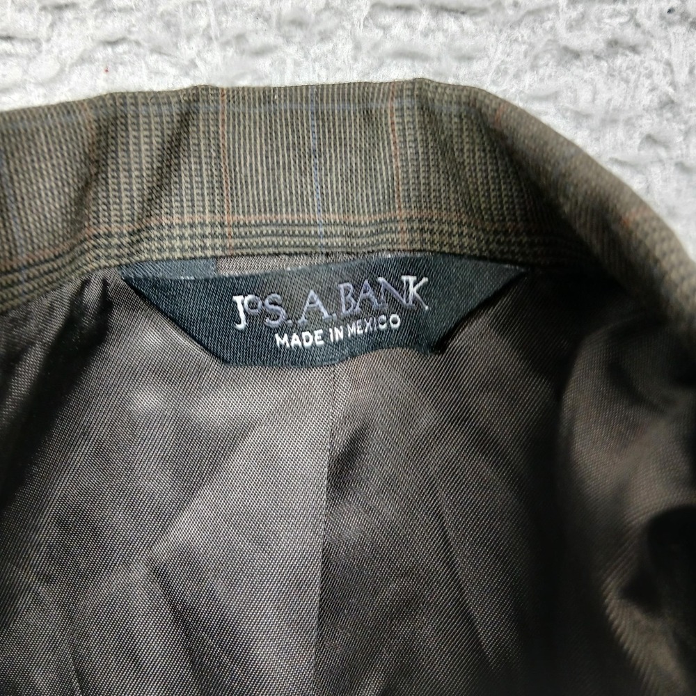Jos A Bank Blazer Mens 43L Brown Glen Plaid Wool Two Button Notch Lapel Jacket - Picture 3 of 7